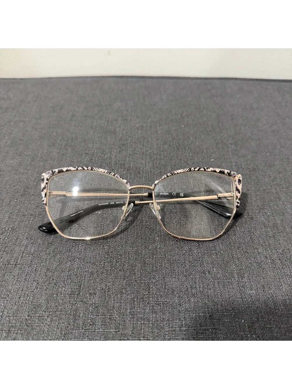 GUESS GU50293 Women’s Eyeglass Frames Rose Gold Animal Print 55-16-140